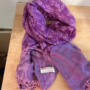 Pashmina purple jacquard floral scarf wrap.